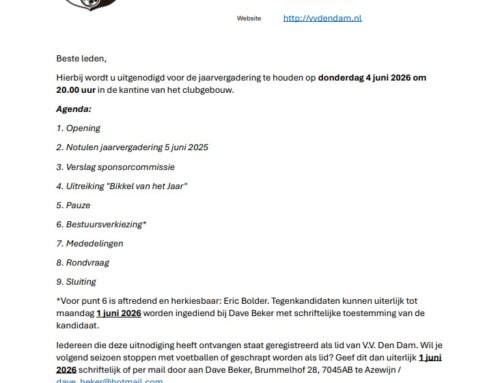 Jaarvergadering VV Den Dam 04-06-2026